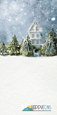 Фотофон виниловый "Сугробы у дома"